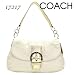 Authentic Coach Soho Pleated Leather Buckle Flap Bag 17217 White/Gold