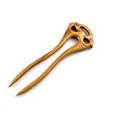 Crystalmood Handmade Carved 2-Prong Dragons Peachwood Hair Stick