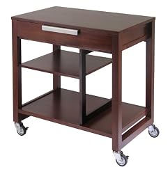 Winsome Wood Antique Walnut Rolling Computer Station
