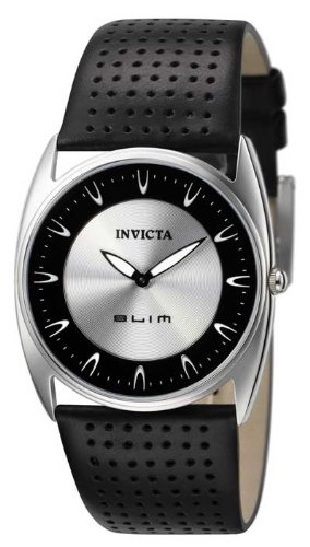 Invicta Slim Collection 5351 Quartz Mineral Dial Stainless Steel Plating Calf Leather Band Women Watch