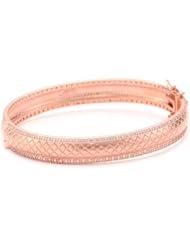 Freida Rothman Belargo Jewelry "Blush" Collection Rose Textured Weave Hinge Bangle Bracelet