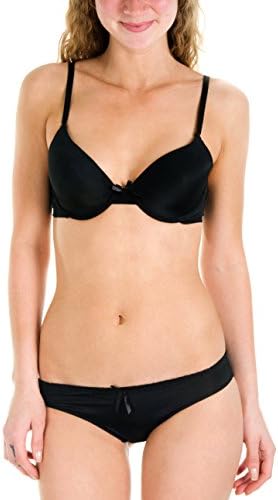 Always a Flirt Juniors Basic Push up Bra and Bikini Briefs (36B/Medium, Black)