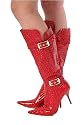 R63 New Ladies Red Croc Style Knee Boots Sizes 3-8