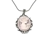 Beautiful Purple Cameo Woman Necklace with Crystal Accents Black/Hematite Tone
