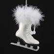 4.25" Noble Gems Mouth Blown Glass White Feathered Ice Skate Christmas Ornament