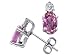 0.64 cts Genuine Pink Sapphire and Diamond Oval Stud Earrings - 14kt White or Yellow Gold