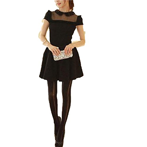 【ARINCO】 襟 付き シースルー エレガント かわいい リボン ドレス レディース S M 結婚式 二次会 お呼ばれ