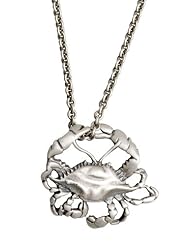 Blue Crab Sterling Silver 20 Inch Necklace Antique Relic Finish