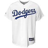 MLB Los Angeles Dodgers Youth Short Sleeve 6 Button Synthetic Replica Jersey (White, X-Large)