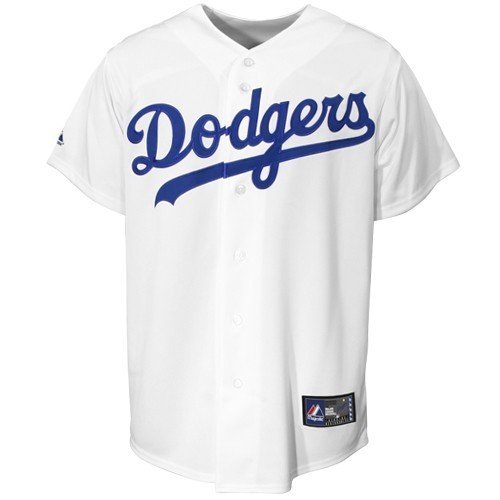 MLB Los Angeles Dodgers Youth Short Sleeve 6 Button Synthetic Replica Jersey (White, Large)