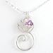 Lotus Flower Charm Holder or Pendant in Sterling Silver with Amethyst Gemstone Beads on an 18" Bead Chain, #8436