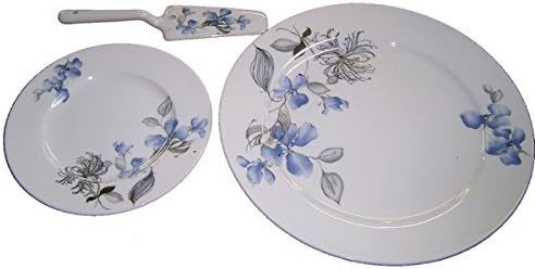 Elegancy Fine Porcelain 8 Piece Cake Dessert Serving Set (Violets)