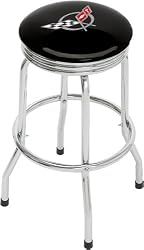 Corvette C5 Emblem Single Foot Ring Barstool with Swivel
