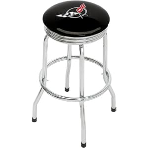 Corvette-C5-Emblem-Single-Foot-Ring-Barstool-with-Swivel