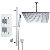 Rhine thermostatic shower with 16 square LED head and hand held