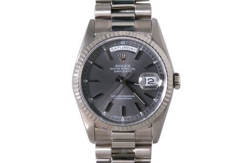 Rolex Mens White Gold President With Slate Stick Marker Dial