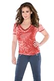 Detroit Red Wings Women's Fade Route Crystals V-Neck T-Shirt - by Alyssa Milano