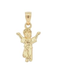 14k Yellow Gold Divine Infant Child Jesus Christ Mini Pendant Charm 10mm Wide
