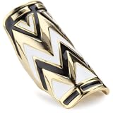 House of Harlow 1960 Black & White Enameled Tribal Wrap Ring, Size 7