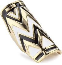 House of Harlow 1960 Black & White Enameled Tribal Wrap Ring, Size 7