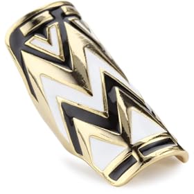 House of Harlow 1960 Black & White Enameled Tribal Wrap Ring,