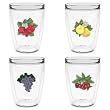 Fruit Medley 16 oz Insulated Beverage Tumblers Set, Clear (4 designs)