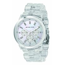 Michael Kors Quartz, Mother of Pearl Dial Acrylic Clear Band - Womens Watch MK5235