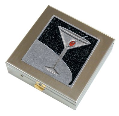 Black Sparkle Martini Pill Box Large