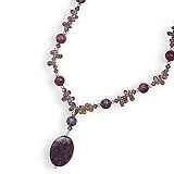 18 Inch Amethyst and Sugilite Bead Necklace