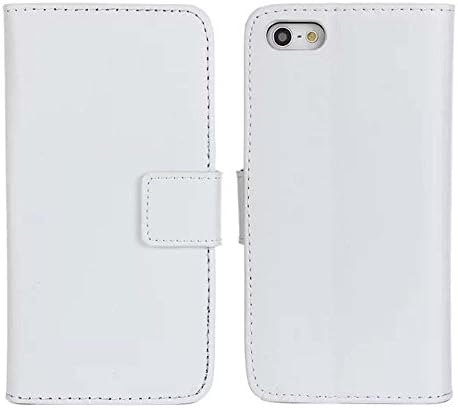 iTontek® Luxury Genuine Leather Wallet Stand Folio Case with Card Slot for Apple iPhone 5/5S High Quality (White)