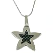 Star Pendant Necklace Stainless Steel Black Carbon Fiber Polished Finish by Bucasi