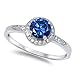 Oxford Diamond Co Halo Simulated Blue Sapphire & Cubic Zirconia Fashion .925 Sterling Silver Ring Sizes 4-12 RC104781