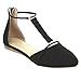 Beston FB34 Women's T-Strap Sandals Ziper Ankle-Wrap D'orsay Flats Half Size Big