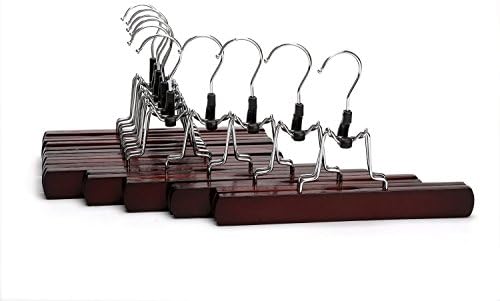 Non-slip Wooden Collection Slack Hanger, Wood Skirt Hangers, Walnut Finish, 10-pack