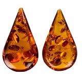 Baltic Cognac Amber Drilled on Top Calibrated Pair of Gemstones Ready to Set in Silver or Gold Size Approximately 20x35mm
