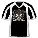 American Hero Firefighter Mens Sport Ringer T-shirt, Fire Rescue Emblem Mens V-Neck Tee