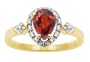 10k Yellow Gold, July Birthstone, Created Ruby and Diamond Pear Shaped Ring, Size 6