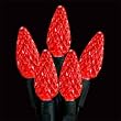 Set Of 35 LED C6 Strawberry Red Christmas Lights With Green Wire