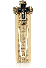 The Vatican Library Collection Enameled Navy and Gold Crucifix Bookmark