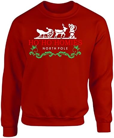 Ho Ho Homies Santa North Pole Christmas - Adult Sweatshirt L Red
