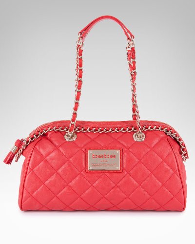 Bebe Quilted Chain Satchel Mars Red Onesize