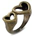 Oxidized Brasstone Double Open Hearts Ring