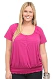 Torrid Plus Size Twist Tees - Fuchsia Burnout Striped Henley