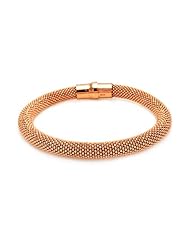 8MM Sterling Silver Italian Bracelets Thick Rose Gold Plated Bead Magnet Lock Bracelet 7.5 Inches