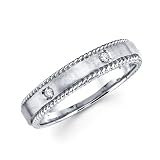 14K White Gold Round Diamonds Men's Couple Wedding Ring Band (0.12 ctw., GH Color, SI Clarity)