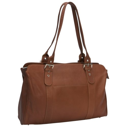 Piel Ladies Buckle Laptop Tote - Saddle