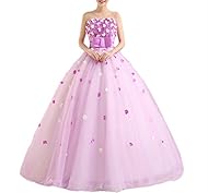 Junior Strapless  Organza/Tulle Applique  Lace  Ball Gown Bandage Dress/Evening Dress/Quinceanera Dress/Wedding Dress  with a Brush/Sweep Train  With a Bow(s) and a Sash 