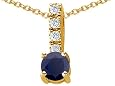 1.12 cttw 14K Yellow Gold Plated 925 Sterling Silver Genuine Black Sapphire Pendant - Gold Plated Silver