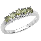 5 Stone Round Peridot Ring in 18K White Gold (1/2 ctw)