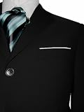 Vitarelli Men's Suit Solid Black 3 Button Single Pleated Pants Brand New with Tag FREE Neck Tie FREE Hem-Up FREE Shipping